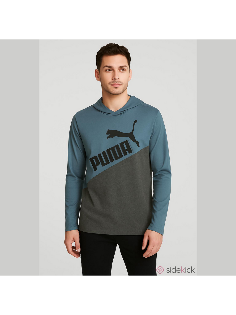 Puma Blue and Gray Long Sleeve Hoodie